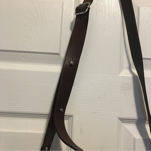 M0851 Brown Perforated Leather Crossbody Bag - Picture 7 of 12